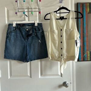 Women’s New w tags top.  Off White.  100% polyester/ looks like linen & shorts